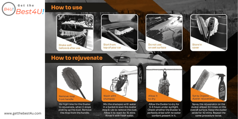 Waterless Cleaning Made Easy: Jopasu Car Duster Brush with Wax-Treated Strands